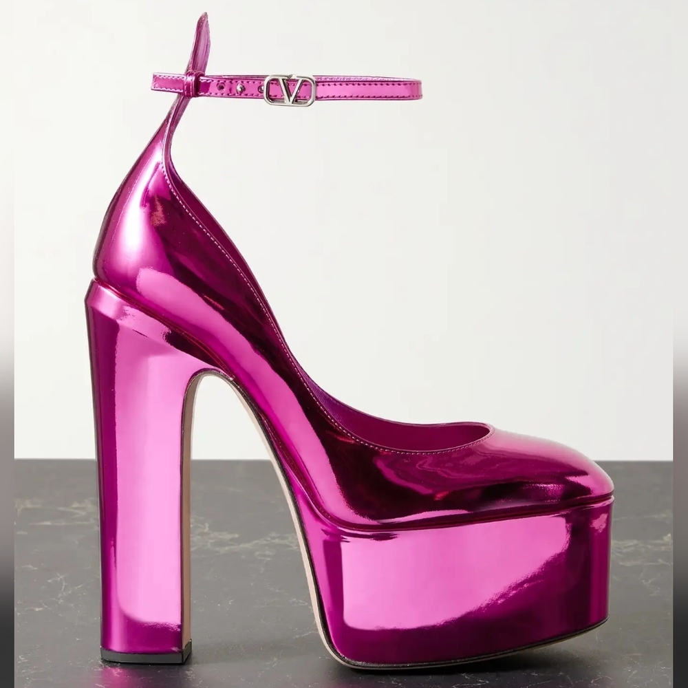 Valentino Metallic Pink Platform Shoes